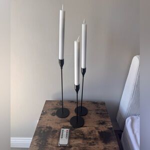 Real Wax LED Flameless Taper Candles and Candle Holders